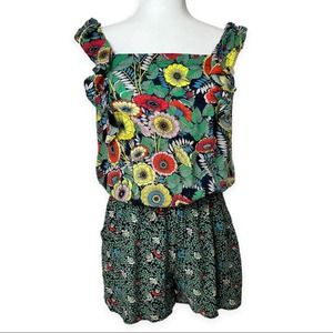 Loft Beach | Women's Beach Green Multi Floral Sleeveless Ruffle Romper